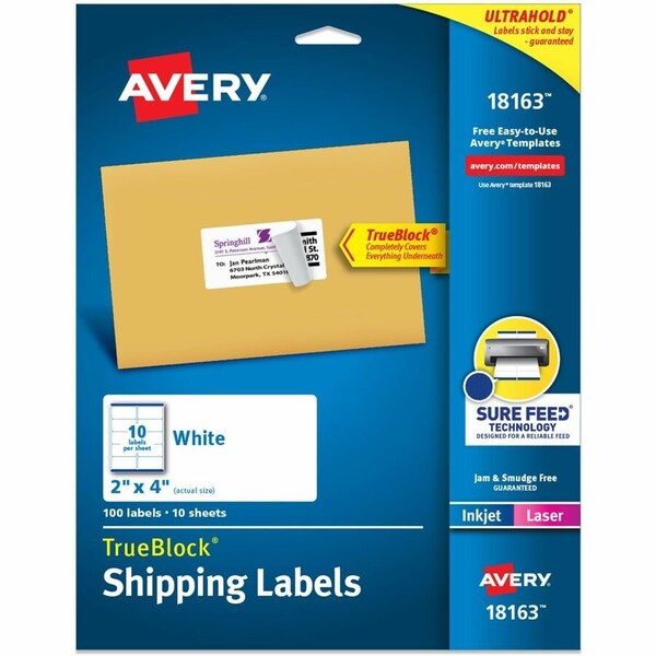Avery Label, Mail, Ij, 2"X4"100Ctwe 100PK AVE18163 - main