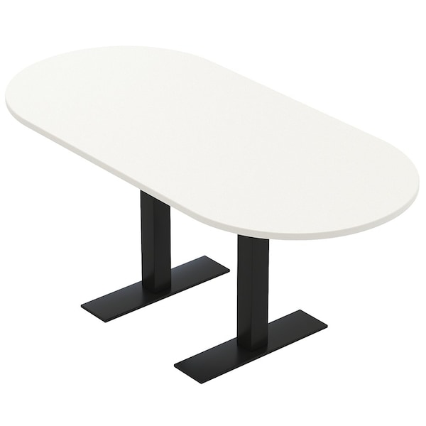 Skutchi Designs 6ft Conference Table With Power Unit | 6 Person Modular Racetrack Meeting Table | Harmony Series HAR-RAC-36X72-T.BK-W960-NA - main