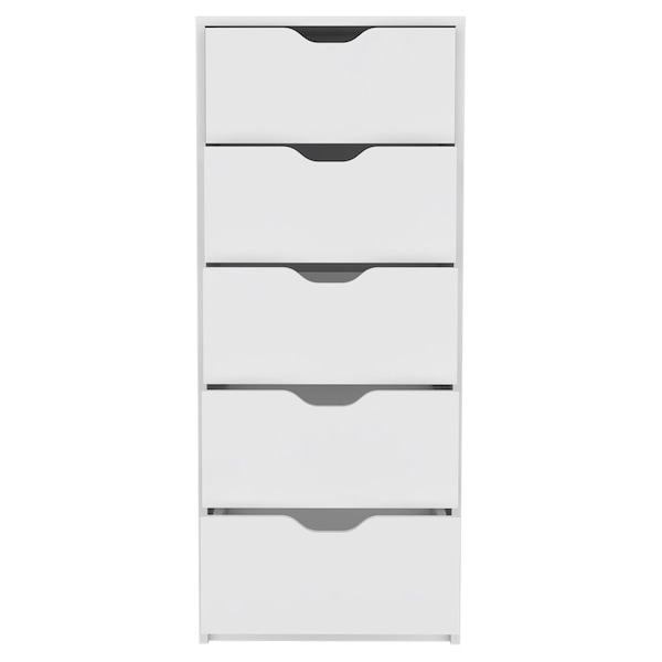 Homeroots 18" White Five Drawer Standard Chest 544039 - main