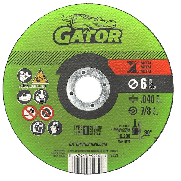 Gator Finishing 6 in. X .040 in. X 7/8 in. Metal Cut-Off Wheel, Type 1 9629 - main