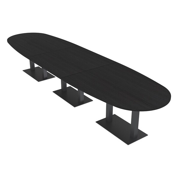 Skutchi Designs Boval Conference Table With Power Unit, 48 in W, 216 in L, Black HAR-BOVL-48X216-DOU.BK-U999ST19-NA - main