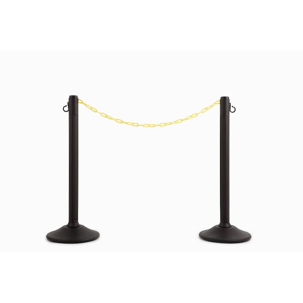 Us Weight ChainBoss Stanchion with 10 ft of Yellow Plastic Chain, SunShield UV Protection-Weighted Base, 2PK U2206YC - main