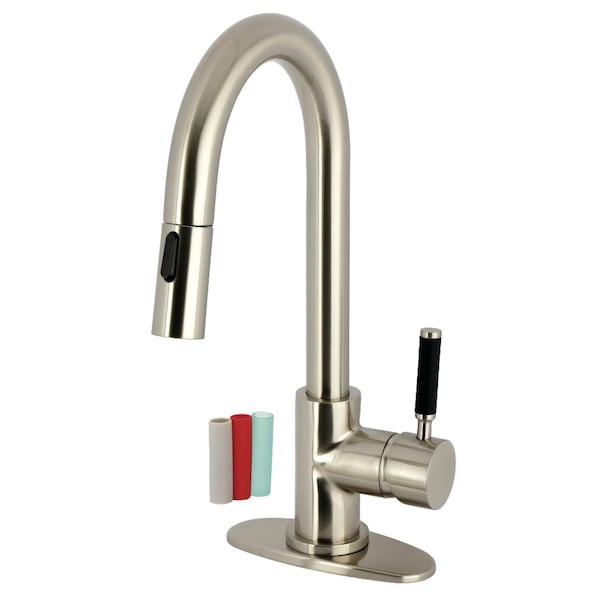 Kingston Brass Single-Handle Pull Down Sprayer Bar Faucet, Brushed Nickel LS2468DKL - main