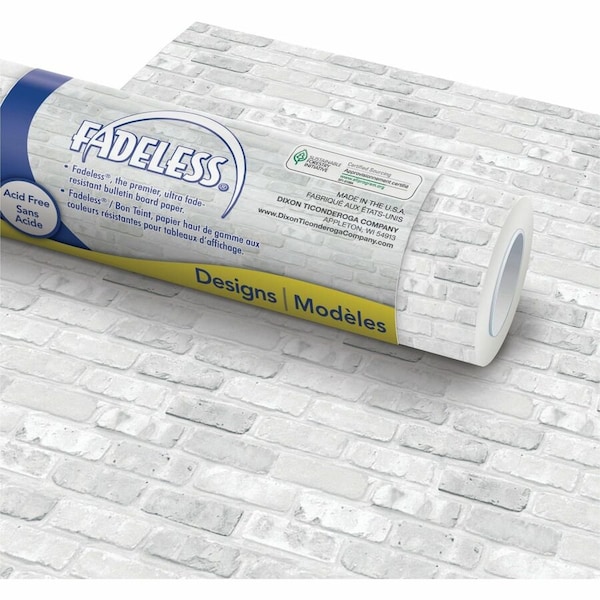 Fadeless Bulletin Board Art Paper, White Brick, 48in. x 50ft., 1 Roll P56905 - main