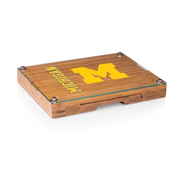 Picnic Time Family Of Brands NCAA Michigan Wolverines Concerto Glass Top Cheese Board and Knife Set 919-00-505-344-0 - main