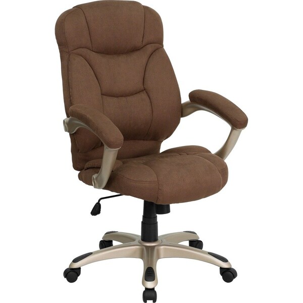 Flash Furniture Contemporary Chair Fixed Arms, 18-1/4" to 22" Height, Fabric, Brown Microfiber GO-725-BN-GG - main