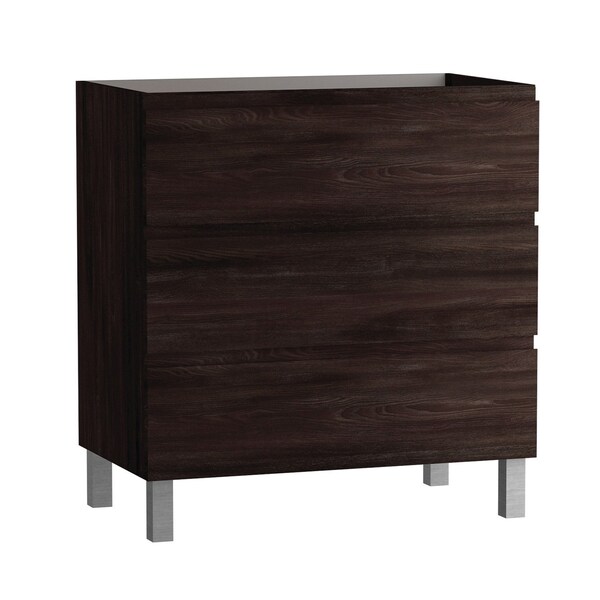 Homeroots 32" Dark Brown Wood Freestanding Bathroom Vanity With White Sink And Three Drawers 624147 - main