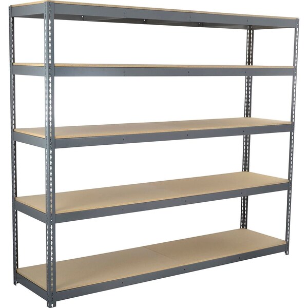 Global Industrial 5 Shelf, Standard Duty Boltless Shelving, Starter, 96"W x 24"D x 60"H, Wood Deck B3164238 - main