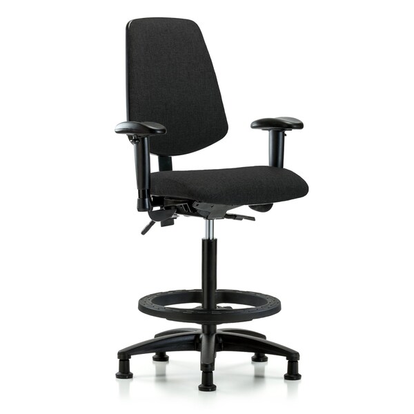 Blue Ridge Ergonomics Fab Hi Bench Chair, Med, Bk, AA, BF, Glds, Blk, 6-Way Adjustable, 26" to 35-1/2" Height, Black BR-FHBCH-MB-RG-T0-A1-BF-RG-F42 - main