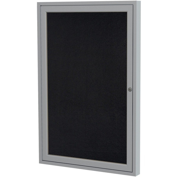 Ghent Enclosed Rubber Bulletin Board 36"x24", 1 Hinged Door, Black PA13624TR-BK - main