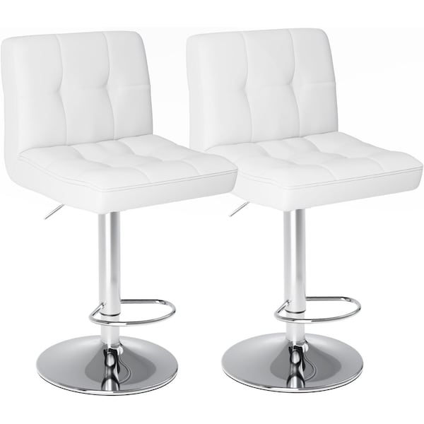 Simple Deluxe Bar Stools Set of 2, Armless Hydraulic Kitchen Height Counter Bar Stools, PU Leather Adjustable Swi 3A88CHAIR8100WHT02 - main
