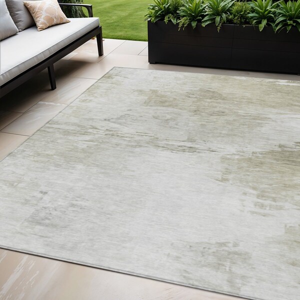 Homeroots 5' X 8' Ivory Beige And Taupe Abstract Washable Indoor Outdoor Area Rug 577716 - main