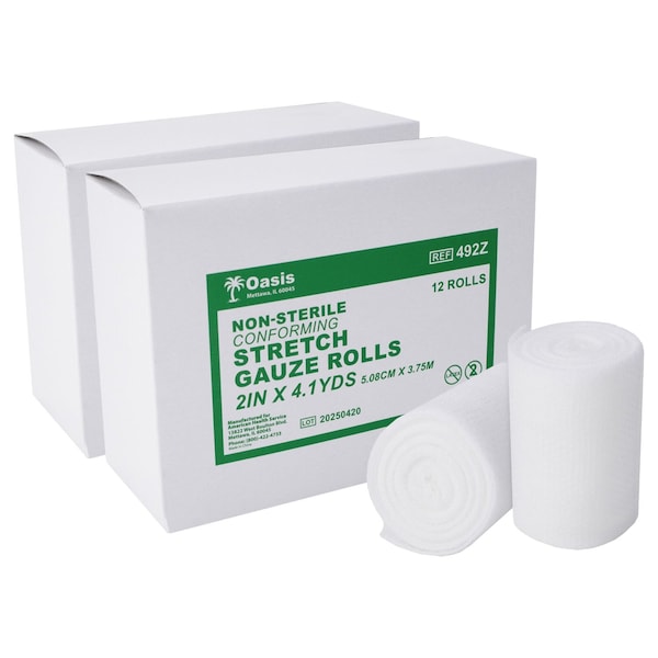 Oasis Non-Sterile Stretch Gauze Rolls 2"x4.1 Yards, 96PK 492 - main