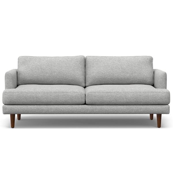 Homeroots 76" Gray Fabric Sofa With Brown Legs 640978 - main