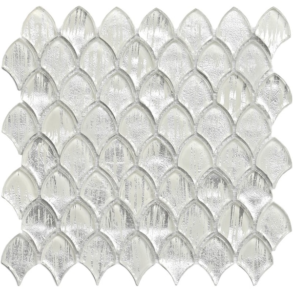 Apollo Tile Majeste 10.8 in. x 11.3 in. Glossy Silver Glass Mosaic Wall and Floor Tile 8.48 sq. ft./case, 10PK APLASL8802A - main