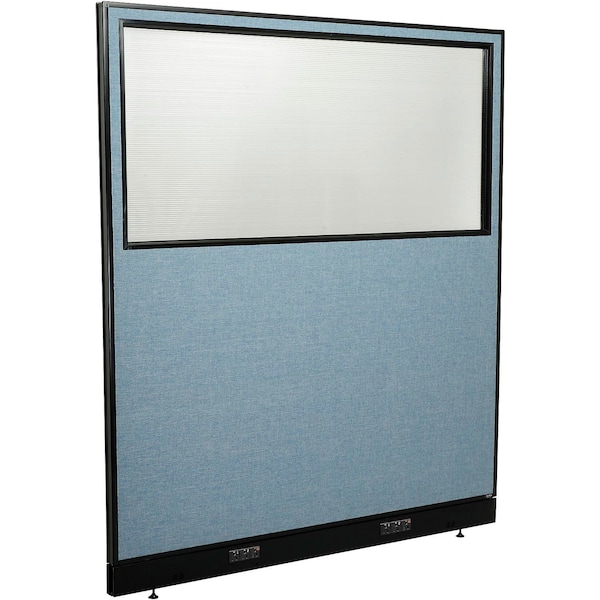Global Industrial Interion Electric Office Partition Panel with Partial Window, 60-1/4"W x 64"H, Blue 694709WEBL - main
