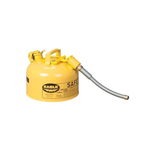 Eagle Mfg Type II Safety Can, Galvanized Steel, 2.5 gal, 5/8 in Flexible Metal Hose, Yellow, Diesel U226SX5Y - main