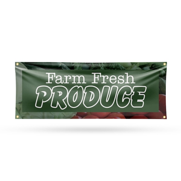 Signmission Farm Fresh Produce, 18 Inch x 48 Inch, Vinyl Banner B-30611 - main