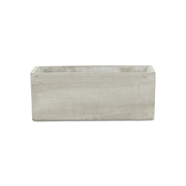 Homeroots 9in Light Gray Cement Indoor Outdoor Rectangular Pot Planter 487429 - main