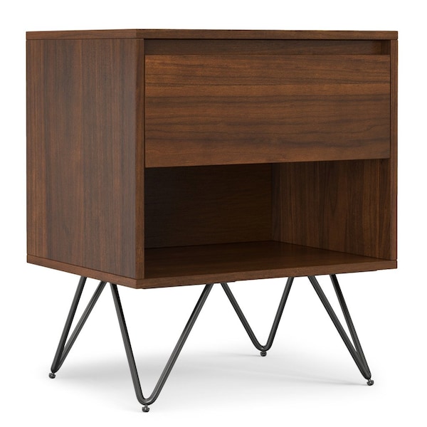 Homeroots 24" Walnut Solid Wood Two Drawer Nightstand 640741 - main
