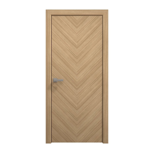 Sartodoors Interior Solid French Door 28 x 84 inches, Ego 5005 Natural Oak, Single Regular Panel Frame Handle EGO5005ID-SNA-2884 - main