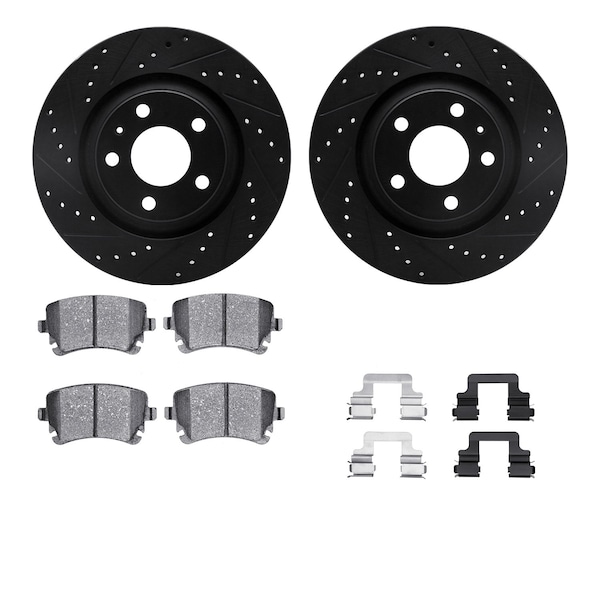 Dynamic Friction Co DFC Rotors-Drilled & Slotted-Black w/ EURO 5000 Ceramic Brake Pads Incl Hdw 8612-73029 - main