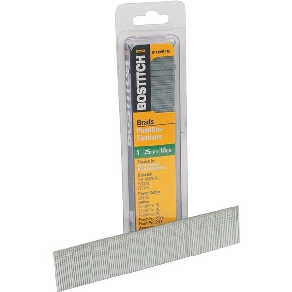 Bostitch Nail, 1 in L, 18 Gauge, Steel, Coated, Brad Head, Smooth Shank, 1000PK BT1309B-1M - main