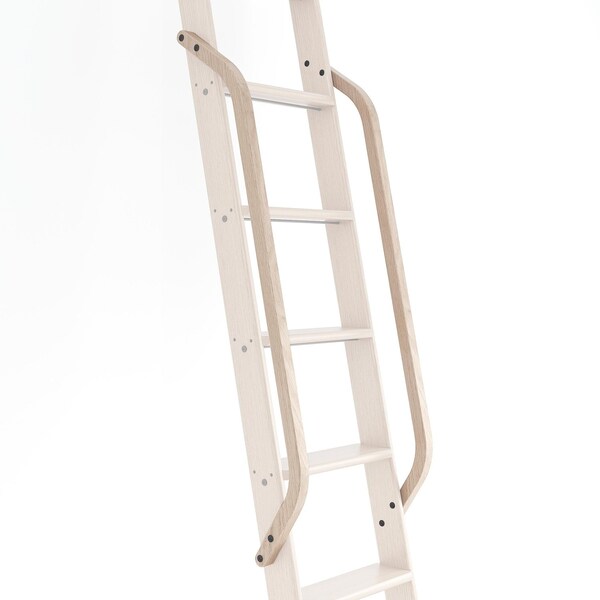 Quiet Glide Red Oak Wood Library Ladder Handrail Black (No Ladder) QG.6309.RO.08 - main