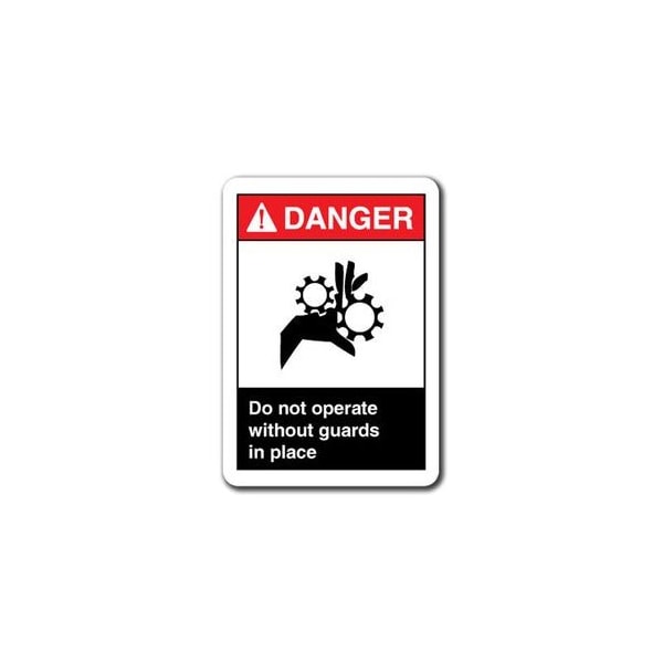 Signmission Danger Sign-Do Not Operate w/o Guards In Place 7x10 Sign ansi, 10" H, ANSI-710DS Do Not Operate w/o ANSI-710DS Do Not Operate Without - main