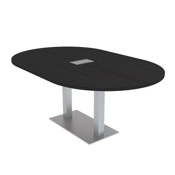Skutchi Designs Racetrack Conference Table With Power Unit, 48 in W, 84 in L, Black HAR-RAC-48X84-DOU-U999ST19-ESIL - main