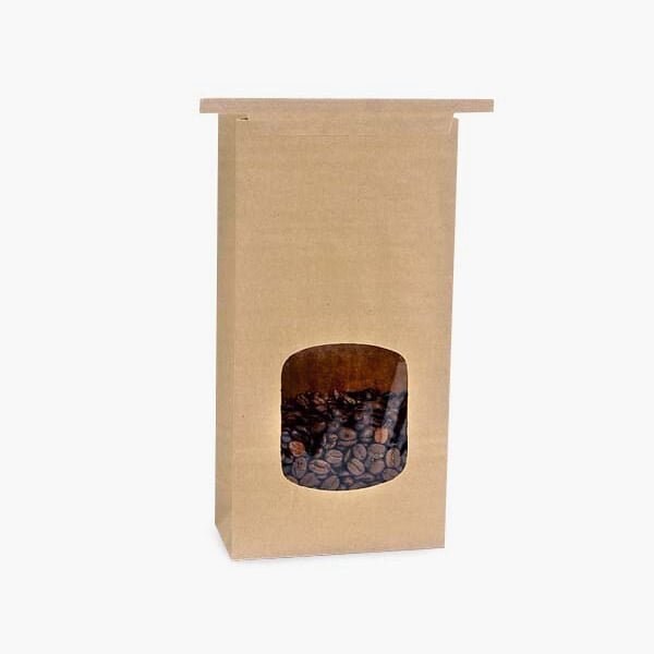 Nashville Wraps 500 1 lb Kraft Window Coffee Bags4-3/4x2-1/2x9-1/2, 500PK 300249 - main