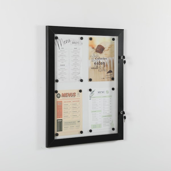 M&T Displays 4x8.5.11 Inch Enclosed Lockable Sealed Poster Showboard Black Aluminum Noticeboard USBBS10481X2000 - main