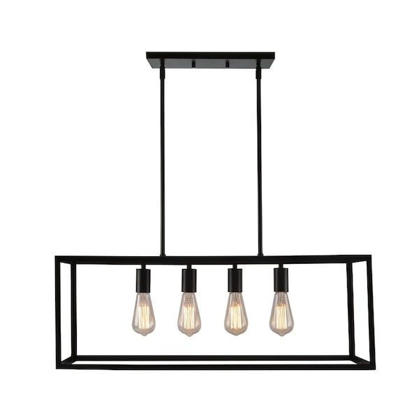 Boston Harbor Farmhouse Chandelier, 120 V, 60 W, 1-Tier, 4-Lamp, Metal Fixture, Black Fixture, Matte Fixture LS10505 - main