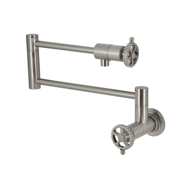 Kingston Brass Wall Mount Pot Filler Faucet, Brushed Nickel KS4108CG - main
