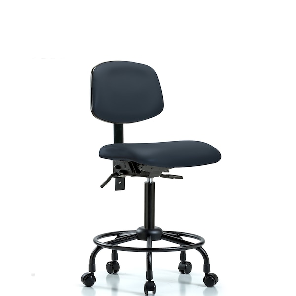 Blue Ridge Ergonomics Bench Chair, Vinyl, RT, Casters, Nav, No Arms, 22" to 29" Height, Imperial Blue BR-VMBCH-RT-T0-A0-RC-8582 - main