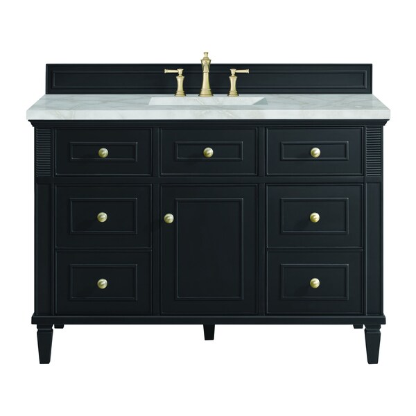 James Martin Vanities Lorelai 48'' S Vanity, Black Onyx w/ Victorian Sil Silestone Top w/FreePower Wireless Charger 424-V48-BKO-FVSL - main