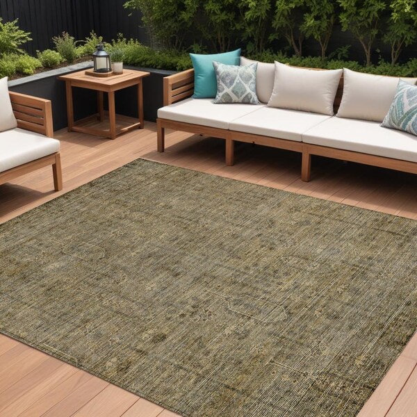 Homeroots 9' X 12' Brown And Beige Southwestern Washable Indoor Outdoor Area Rug 587036 - main