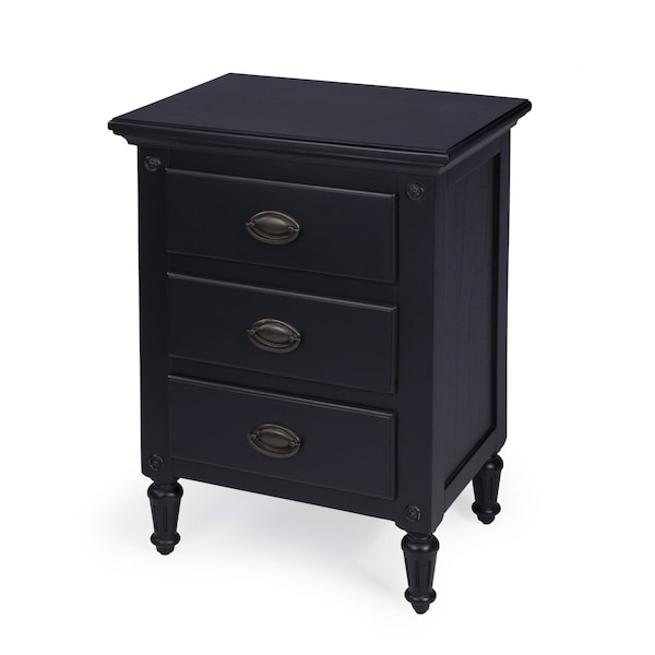 Homeroots Classic Black 3 Drawer Nightstand 388905 - main