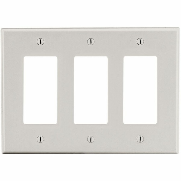 Hubbell Wiring Device-Kellems Wallplate, 3-Gang, 3) Decorator, Light Almond P263LA - main