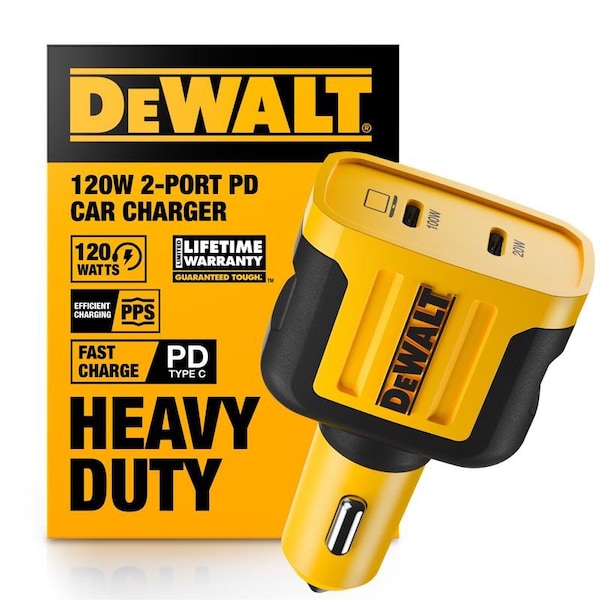 Dewalt 2 Port USB C Car Charger 141 0484 DW2 - main