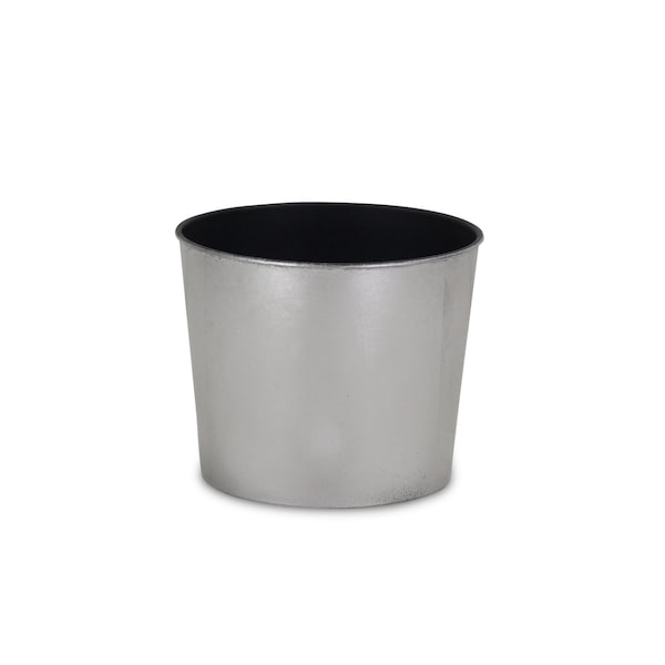 Homeroots 7in Silver Recycled Plastic Indoor Outdoor Round Pot Planter 488218 - main