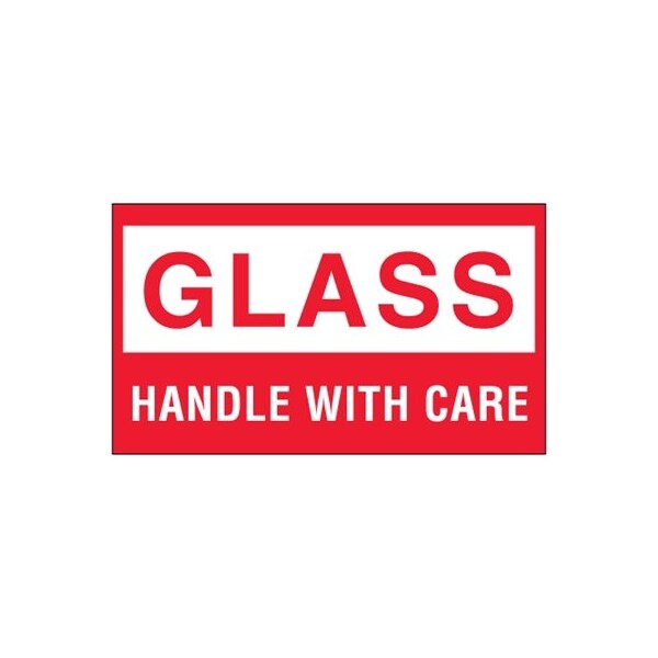 Bubblefast 3 x 5'' - ''Glass-Handle With Care'' Labels BFDL1060 - main