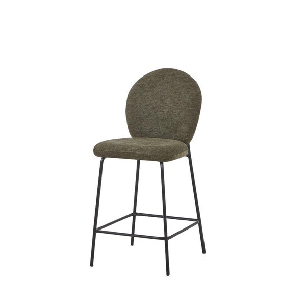 Homeroots Set of Two 26" Green and Black Fabric and Metal Counter Height Bar Chairs, 2PK 716229 - main