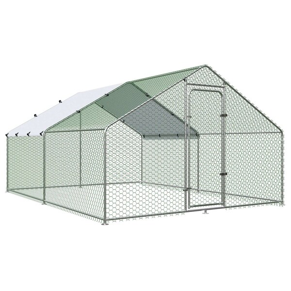 Wrightmaster 13.1 ft. x 9.8 ft. x 6.5 ft. Metal Chicken Coop w/ Waterproof and Anti-Ultraviolet Cover ZR-5505P437823 - main