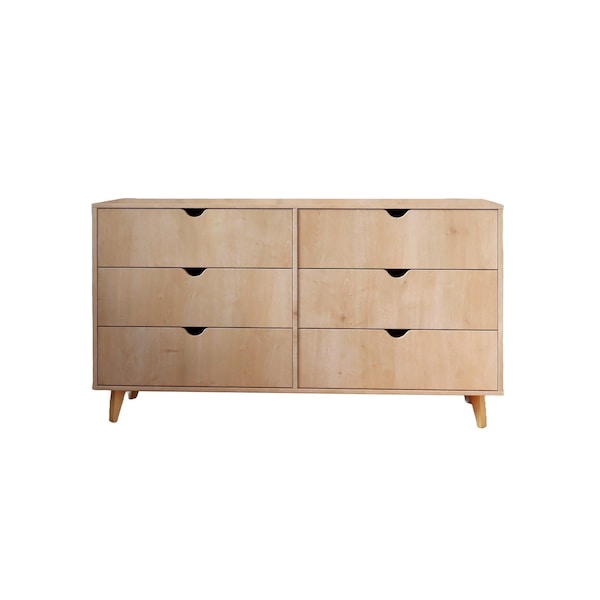 Homeroots 59" Natural Six Drawer Double Dresser 490831 - main