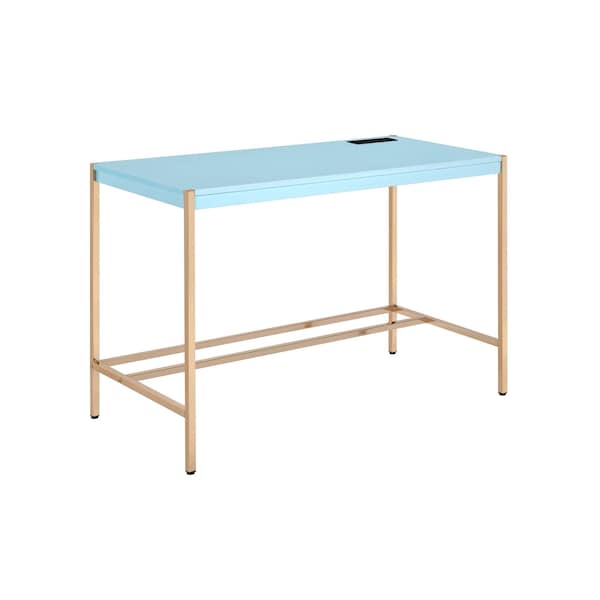 Homeroots 42" Baby Blue and Gold Writing Desk 491507 - main
