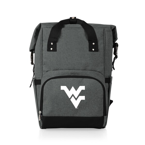 Picnic Time Family Of Brands NCAA West Virginia Mountaineers On The Go Roll-Top Backpack CoolerHeathered Gray 616-00-105-836-0 - main