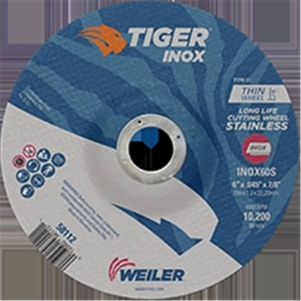Weiler 6 x 0.045 in. Tiger Type 27 Cutting Wheel, INOX60S - 0.87 in. A.H, 25PK 804-58112 - main