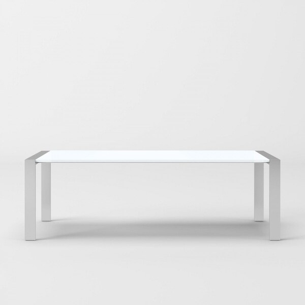 Homeroots 95" White And Silver Stainless Steel Dining Table 487357 - main