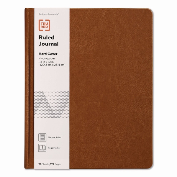 Tru Red Hardcover Business Journal with Elastic, 1-Subject, Narrow Rule, Cognac Cover, 96 10 x 8 Sheets TR61951 - main
